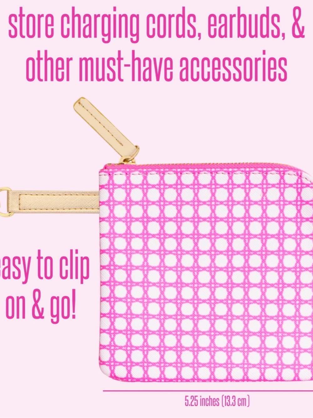 Lilly Pulitzer Pink Geometric Wristlet with Gold Accent